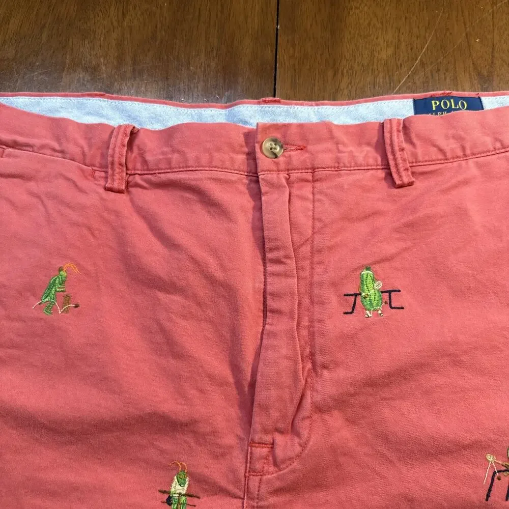 Polo‎ Ralph Lauren Chino Shorts Pink Pickleball Cricket AOP Men’s Size 40